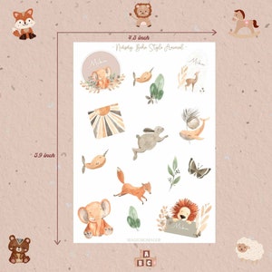 Niedliche Woodland Animals Stickers, Waldtiere Babyalbum Stickers, Boho Baby, Kind, Fotoalbum, zum Planen & Dekorieren,Tiere Sticker Set Bild 3