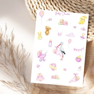 Pink Baby Girl and Blue Baby Boy Babyshower Stickers, Planner Stickers, Boho Baby Girl Klamotten, Kind, Fotoalbum Planen Dekorieren