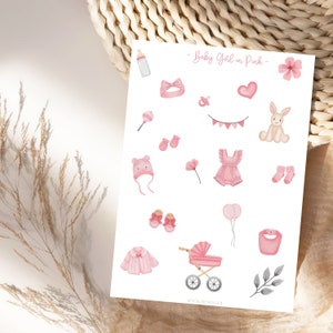 Pegatinas para niña rosa y niño azul, pegatinas para planificador, ropa bohemia para niña, para niños, para planificar y decorar álbumes de fotos, baby shower