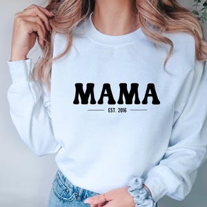 Imagen termoadhesiva personalizada “Mama est. Año" - Regalo perfecto para nuevas mamás, ideal para baby shower, día de la madre y nacimiento, bricolaje