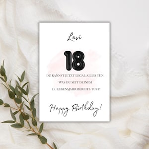 Personalized postcard for the 18th birthday – with name & wish saying – card for the 18th, gift idea, birthday card youth gift