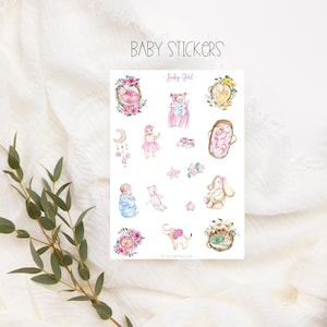 Ensemble d'autocollants pour bébé fille, autocollants pour planificateur, style bohème, autocollants pour fille, album photo, pour la planification et la décoration, bullet journal, baby shower