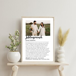 Regalo personalizzato per l'anniversario, messaggio per la persona preferita – DIN A4 con foto e definizione, regalo per partner, fidanzato e fidanzata