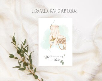 Loving personalized postcard "Welcome to the world", birth card, congratulations card for the birth, card for the birth, congratulations baby