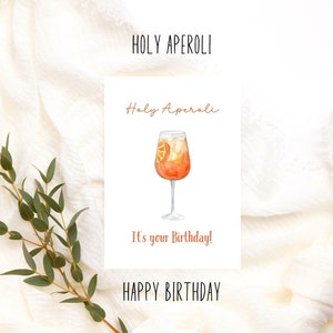 Holy Aperoli its your Birthday Happy Birthday card in a watercolor look for Aperol lovers, cute birthday card, funny card Variante 5