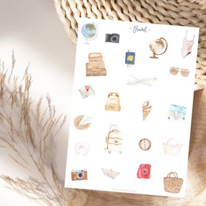 Travel Essentials Sticker Sheet, Städtereise Sticker Set, Urlaub Meer und Reisen Planner Stickers, Fotoalbum Planen Dekorieren,