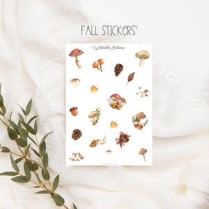 Watercolor Autumn Stickers Set, Pilz Stickers Fall Feelings Stickers, Herbsgefühl Stickers, Fotoalbum Planen Dekorieren, Bullet Journal