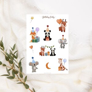 Watercolor Birthday Party Stickers Set, Planner Stickers, Birthday Party Stickers, Kind, Fotoalbum Planen & Dekorieren, Bullet Journal