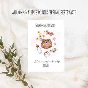 Liefdevolle gepersonaliseerde kaart voor geboorte "Welkom op de wereld", geboortekaart, felicitatiekaart voor geboorte, kaart voor geboorte