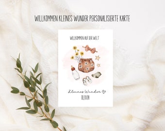 Loving personalized card for birth "Welcome to the world", birth card, congratulations card for birth, card for birth