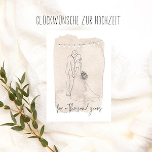Liebevolle Postkarte zum Hochzeitstag for a thousand years, Alles gute zur Hochzeit