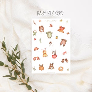Boho Baby Clothes Stickers, Planner Stickers, Boho Baby Klamotten, Fotoalbum, zum Planen & Dekorieren, Bullet Journal,Babyshower Stickers