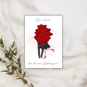 Postal amorosa para aniversario o San Valentín, postal, tarjeta de felicitación, amor, declaración de amor, San Valentín, regalo para novia/novio