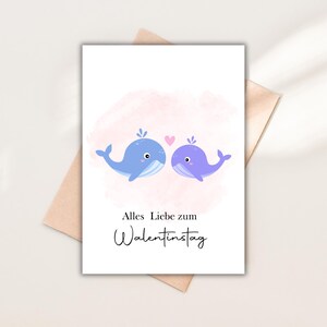 Karte zum Valentinstag – Alles Liebe zum Walentinstag, Lustige Grußkarte, Geschenk für Partner, Karte mit Walen, Valentinstag Geschenk,Liebe