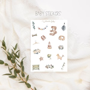 Ensemble d'autocollants aquarelle fille et bébé garçon, autocollants pour agenda, bébé bohème, enfant, album photo, bullet journal, autocollants pour baby shower
