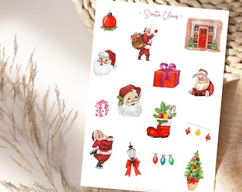Juego de pegatinas de Papá Noel, pegatinas para planificador, acogedor, galletas, hogar, hoja de pegatinas, pegatinas navideñas de jengibre, Navidad Hygge