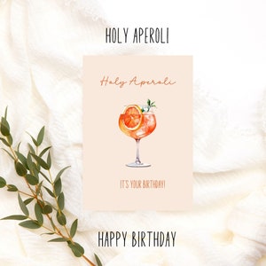 Holy Aperoli its your Birthday Happy Birthday card in a watercolor look for Aperol lovers, cute birthday card, funny card Variante 1