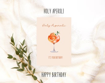 Holy Aperoli its your Birthday Alles Liebe Karte im Wasserfarben Look für Aperolliebhaber, cute birthday birthday Karte, lustige Karte