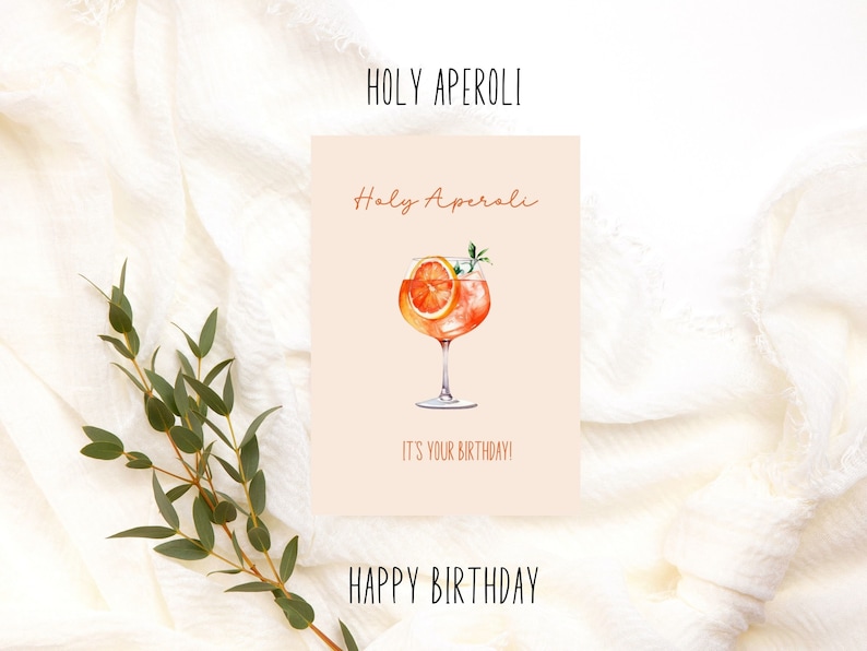 Holy Aperoli its your Birthday Happy Birthday card in a watercolor look for Aperol lovers, cute birthday card, funny card Variante 1