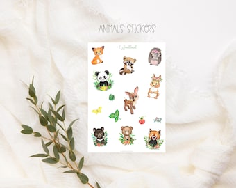 Niedliche Woodland Animals Stickers, Waldtiere Babyalbum Stickers, Boho Baby, Kind, Fotoalbum, zum Planen & Dekorieren,Tiere Sticker Set