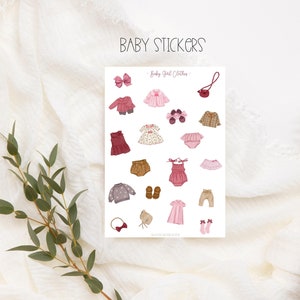 Autocollants pour vêtements de bébé fille, autocollants pour agenda, vêtements bohèmes pour bébé fille, enfant, planification et décoration d'album photo, bullet journal, baby shower