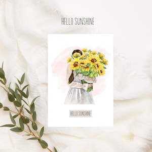 Hello Sunshine jolie carte tournesol jolie carte à offrir en cadeau, Hello Sunshine