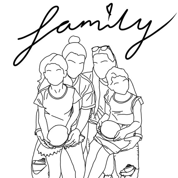Custom family line illustration digital print | Etsy