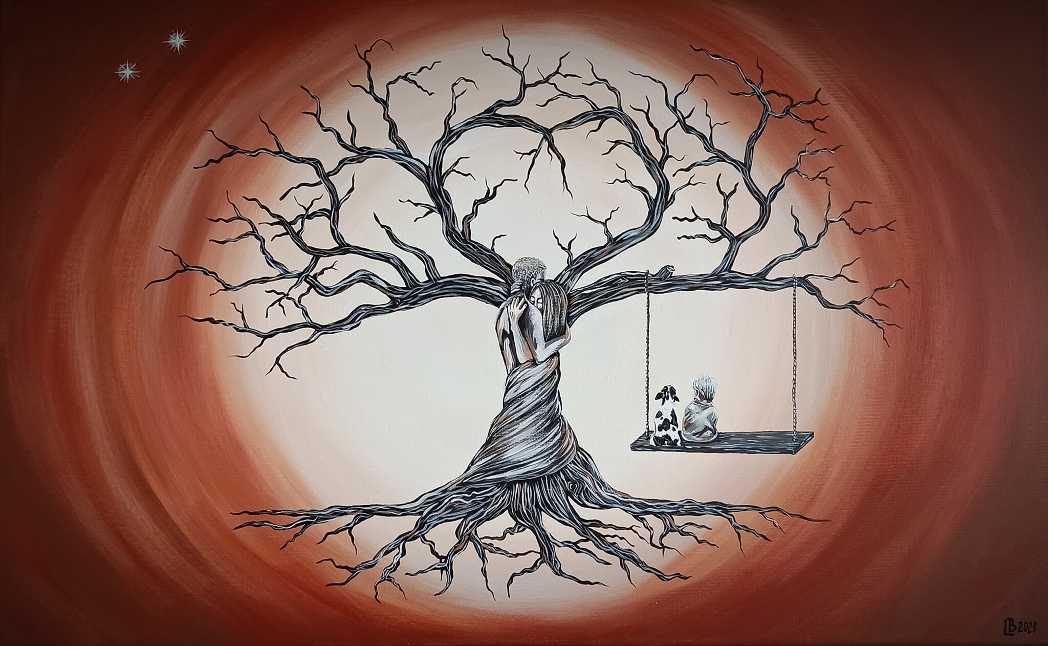 Tree of family and love Tree of LOVE Lovers hug Tree of Etsy