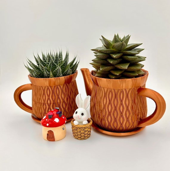 Planter Pot Teapot and Teacup Combo With Drainage and Plates, 3D Printed  With Eco-friendly PLA, Free Delivery - Etsy