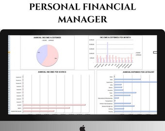 BUDGET SPREADSHEET, Personal Finance, EXCEL, financial tracker, financial planner, financial spreadsheet, Monthly Budget, expense tracker