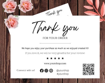 Business THANK YOU CARDS, thank you cards business printable pdf, thank you for your order card, customer cards, digital a4 thank you cards