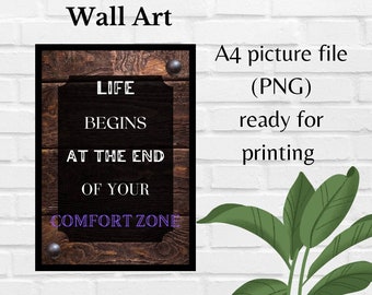 Printable Wall Decor Digital A4 file ready for print, printable file, png file, picture file, motivational quotes for wall, for photo frame