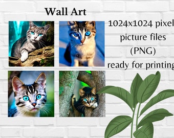 Cats Printable for Kids, Wall Art Cute Cats, Digital A4 file ready for print, printable file, bedroom pictures for wall, kitchen home decor