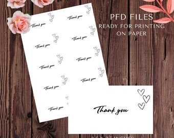 Pdf printable THANK YOU CARD simple for small business with hearts, ready for print, pink flowers card, a4 printable pdf, Greeting Cards