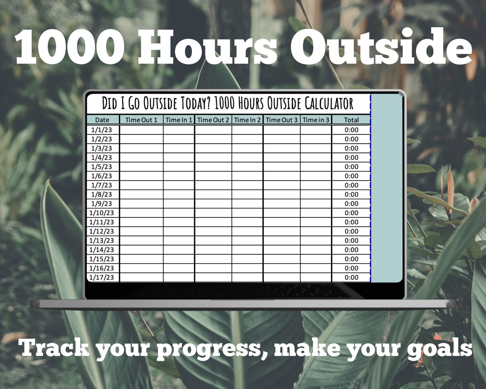 1000 Hours Outside Tracker, 1000 Hours Outside Chart, New Years ...