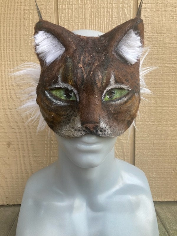 Brindle Pattern Felted Cat Mask Therian Gear 