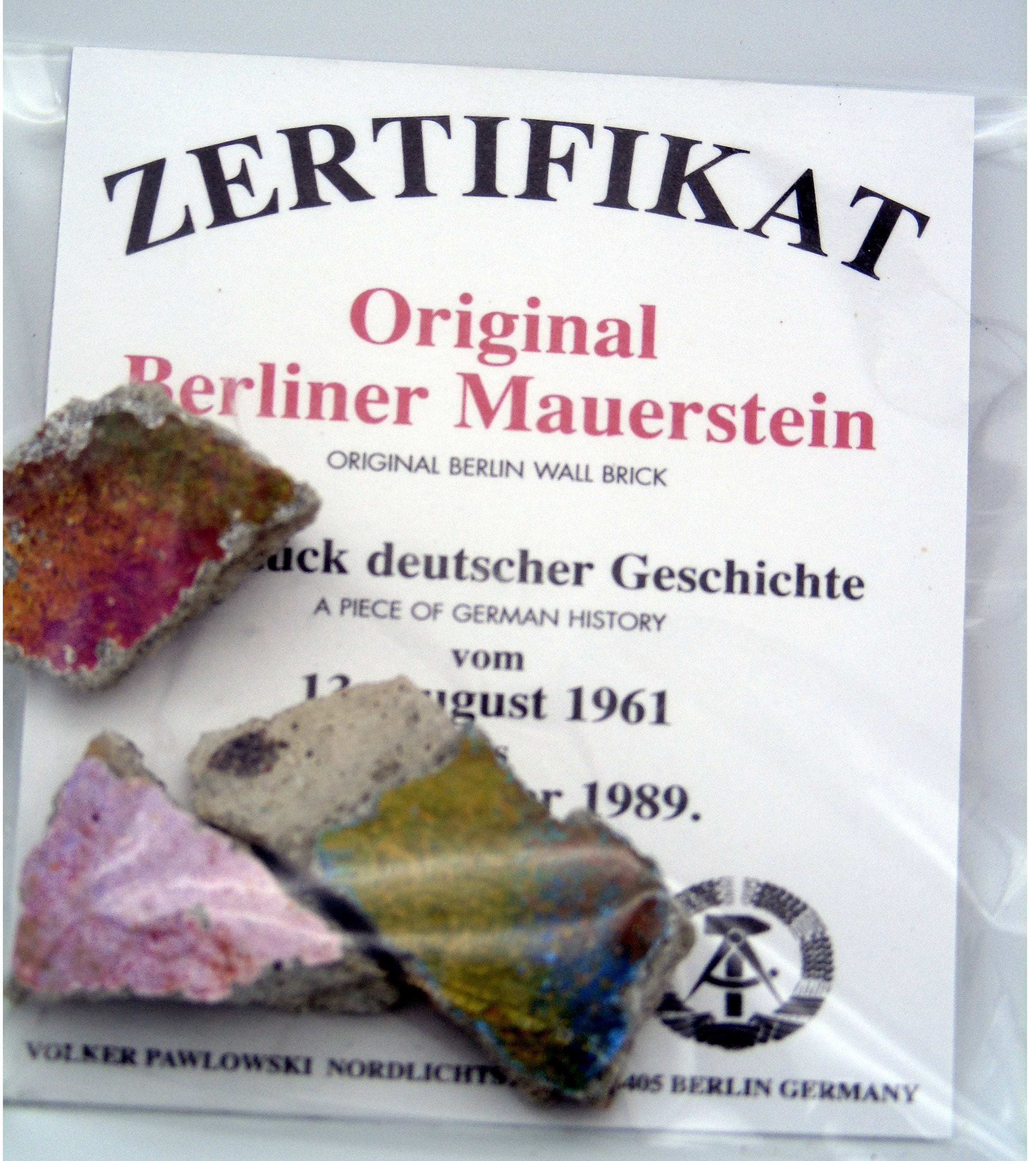 Pezzo Di Muro Di Berlino Con Targa,simbolo Storico - Collezionismo In - Foto 5