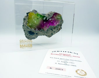 Original Piece of the Berlin Wall - Authentic Souvenir from the Real Wall in Germany Mounted in Acrylic Display XXL-size