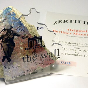 Authentic Piece of the Berlin Wall with CoA Conrad Schumann Jump To Freedom Design Historic German Artifact Souvenir from Europe image 1