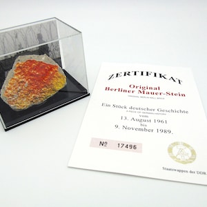 Original Piece of the Berlin Wall - Authentic Souvenir from the Real Wall in Germany Mounted in a Plastic box
