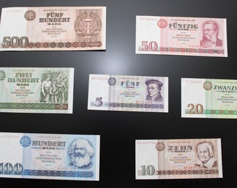 East German banknotes 5-500  set 1971-1985 UNC, GDR DDR