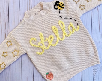 Personalized baby sweater,Knit baby Jumper,Hand Knitted Sweater,baby sweater,name embroidered baby sweater