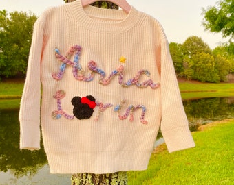 Personalized baby sweater, baby name sweater,Hand Knitted Sweater,baby sweater,name embroidered baby sweater