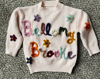 Custom Name Knit Baby and Toddler Sweater