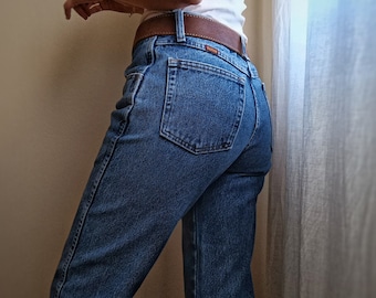 Vintage straight leg dark wash denim pants | vintage classic 90s jeans | rustler jeans | 100% cotton denim jeans | vintage trousers