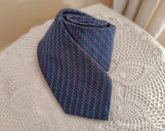 Vintage Silk Tie | Handmade Silk Tie| Silk Neck Tie | Gifts for Him | Vintage Necktie | 100% Silk Tie | Made In Spain | Blue and Purple Tie