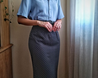 Vintage Skirt Polka Dots | Vintage Polka Dot Skirt | 90s Midi Pencil Skirt | Size 10 | Dennis Goldsmith Size 10 | Vintage Pencil Skirt