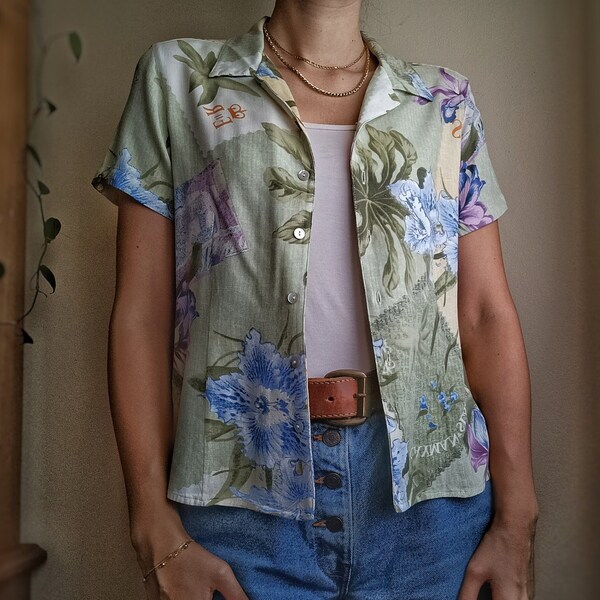 Vintage Caribbean Joe Shirt | Vintage Hawaiihemd | Resort Wear | Button Down Kurzarm Cocktailhemd | 90er Jahre Oversized Shirt | Größe S