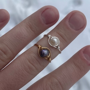 Dainty Pearl Ring | Handmade Wire Wrapped Ring