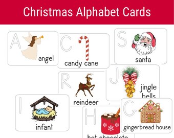 Christmas Alphabet Cards & Coloring Pages (Digital Download)